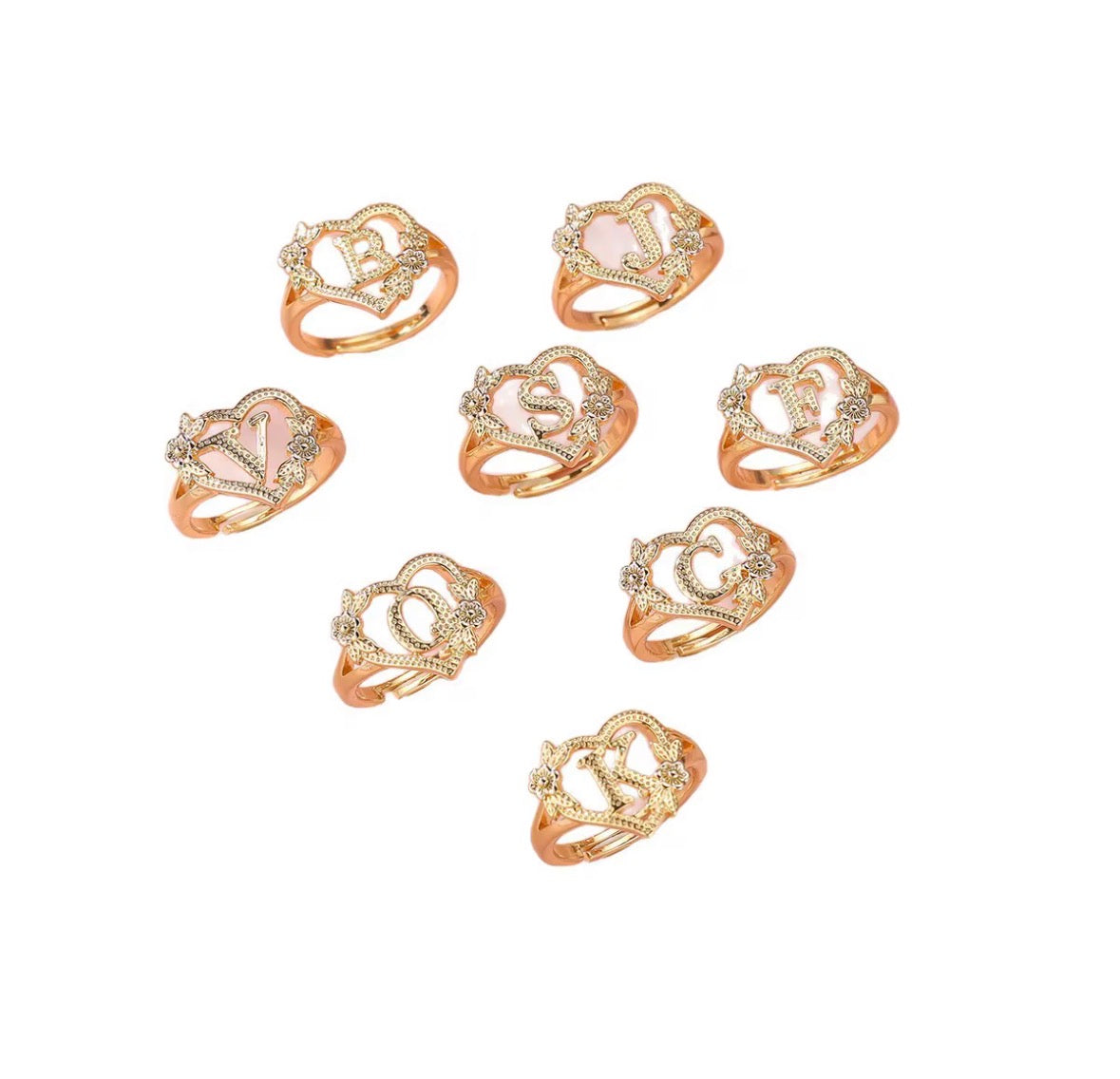 Custom heart Letter Ring